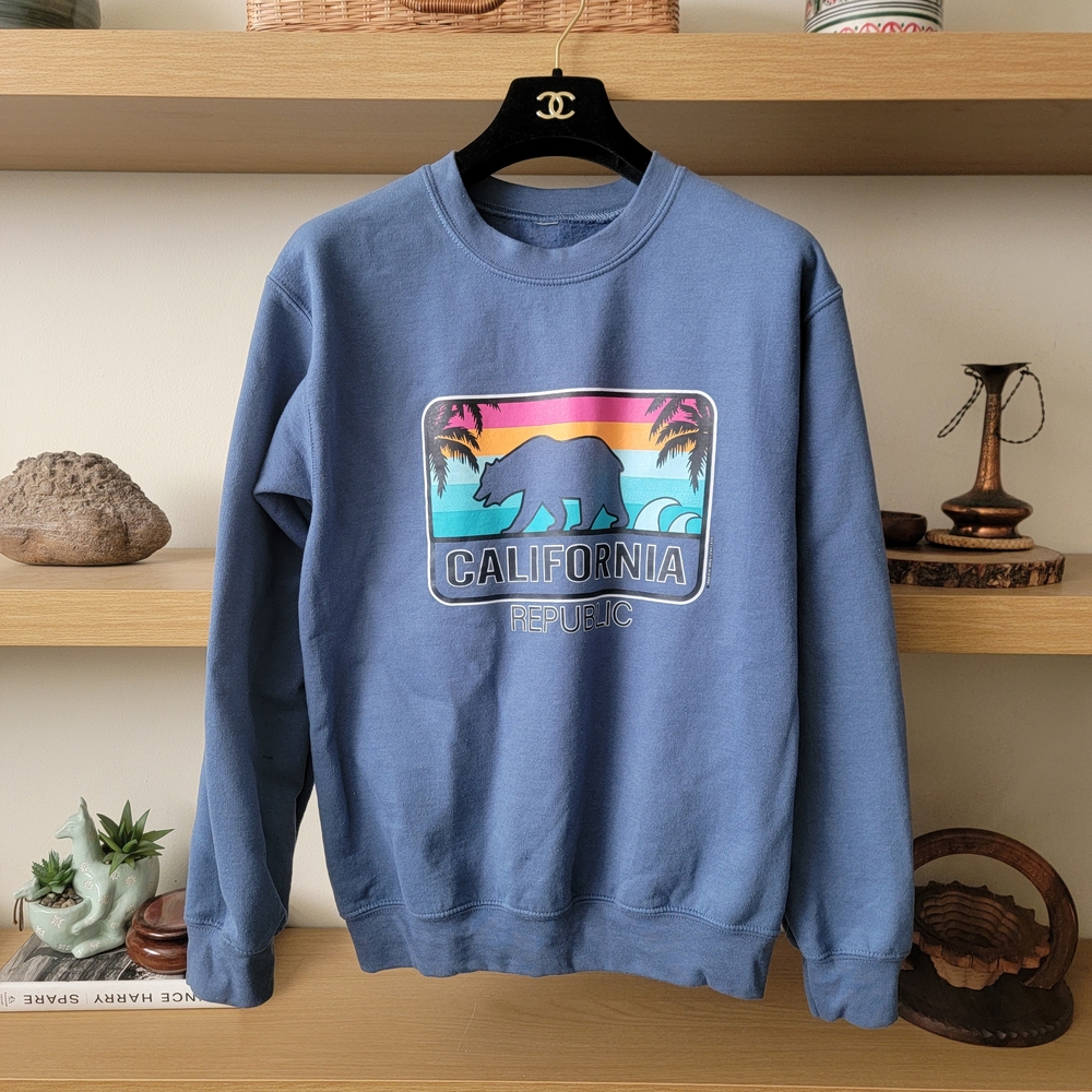 California Republic Blue Crewneck Sweatshirt Pullover